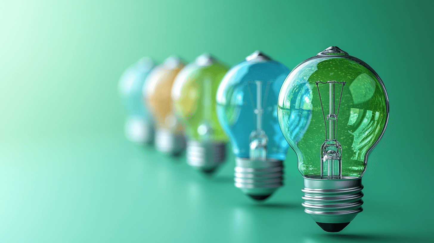 Glühbirnen in grünem Licht als Symbol für Energieeffizienz