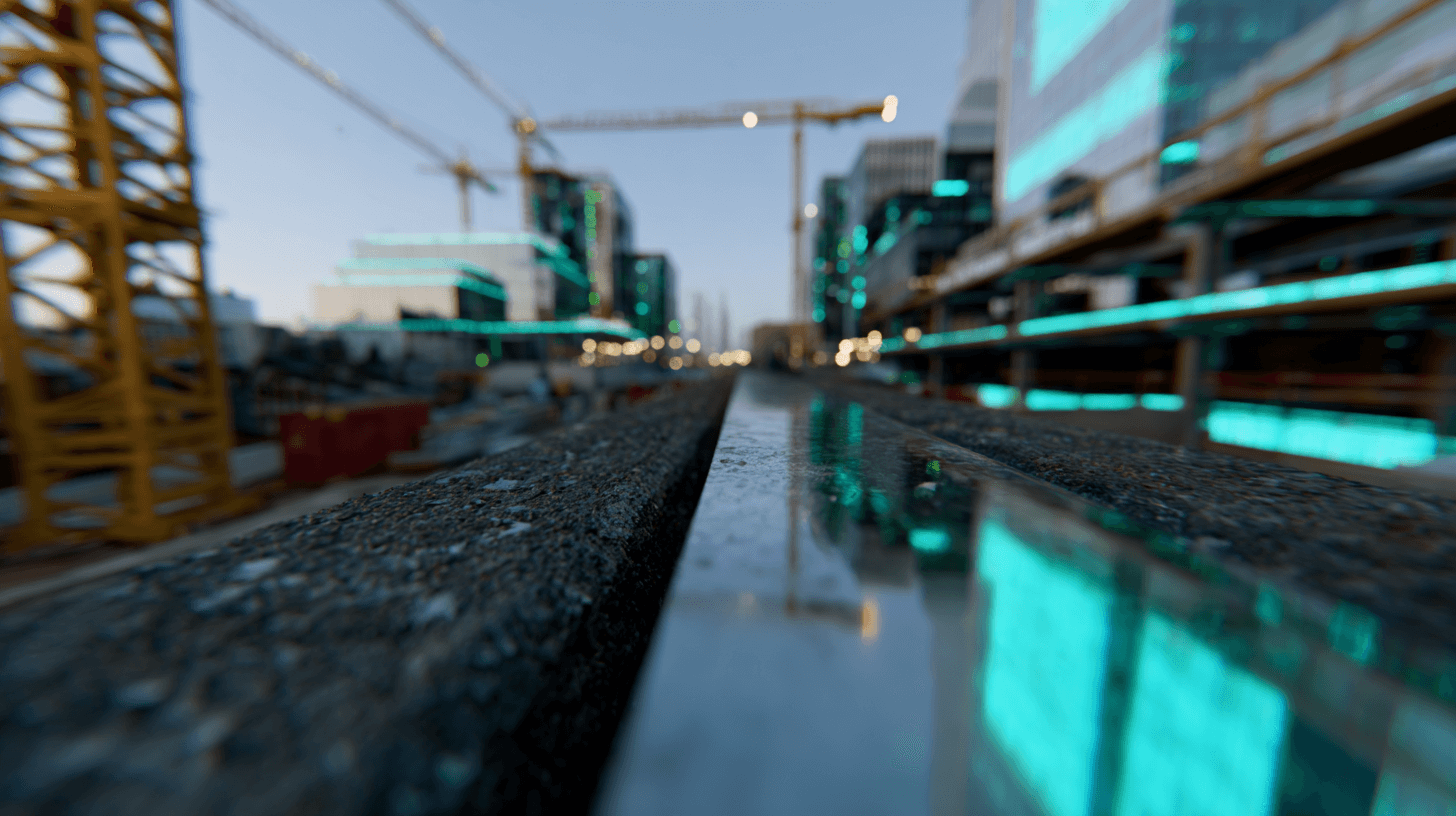 Baustelle mit digitaler Planungsdarstellung (BIM)