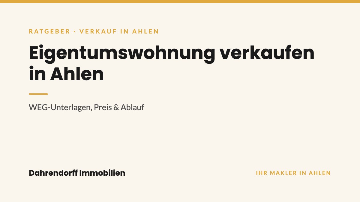 Dahrendorff Immobilien Ratgeber-Cover: Eigentumswohnung verkaufen in Ahlen