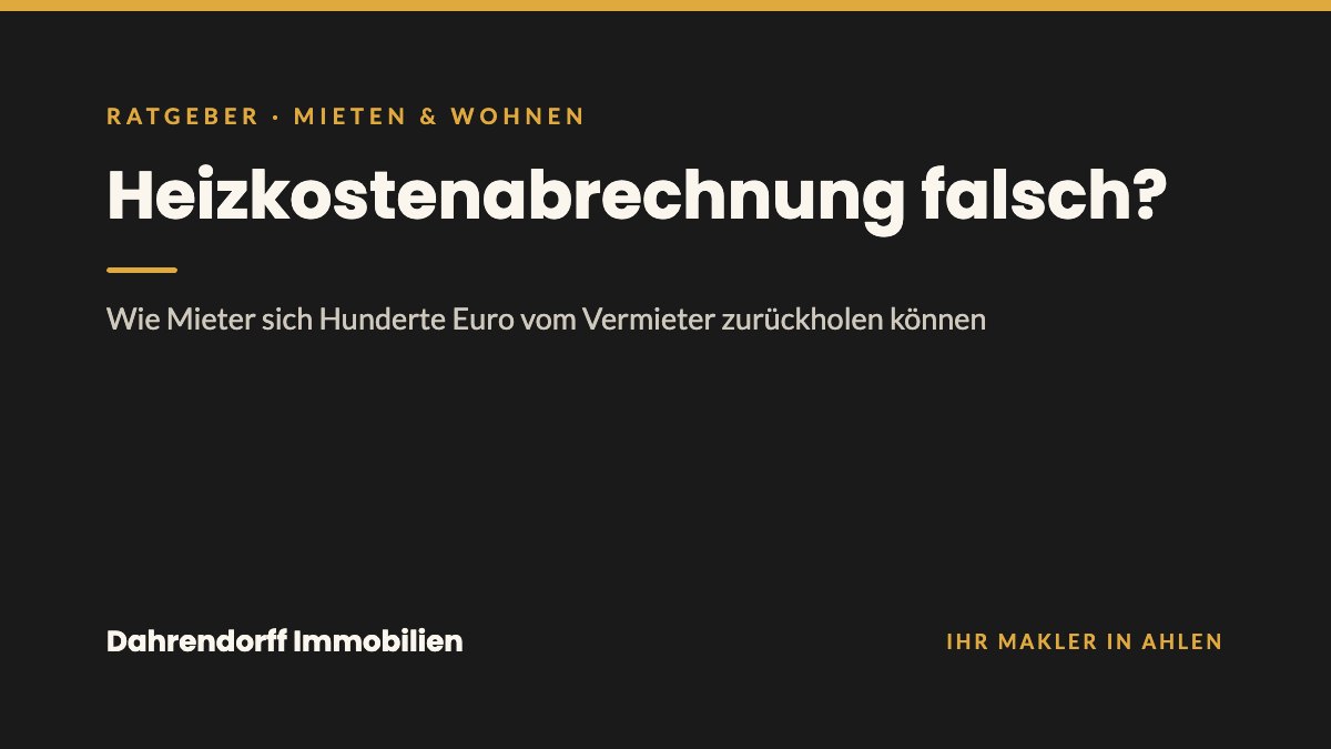 Dahrendorff Immobilien Ratgeber-Cover: Heizkostenabrechnung falsch?