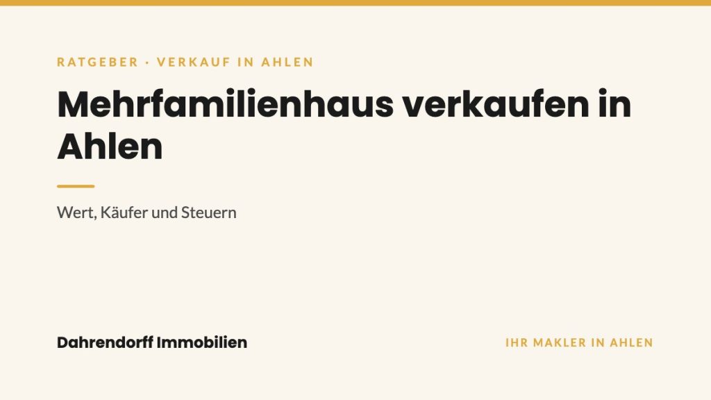 Dahrendorff Immobilien Ratgeber-Cover: Mehrfamilienhaus verkaufen in Ahlen