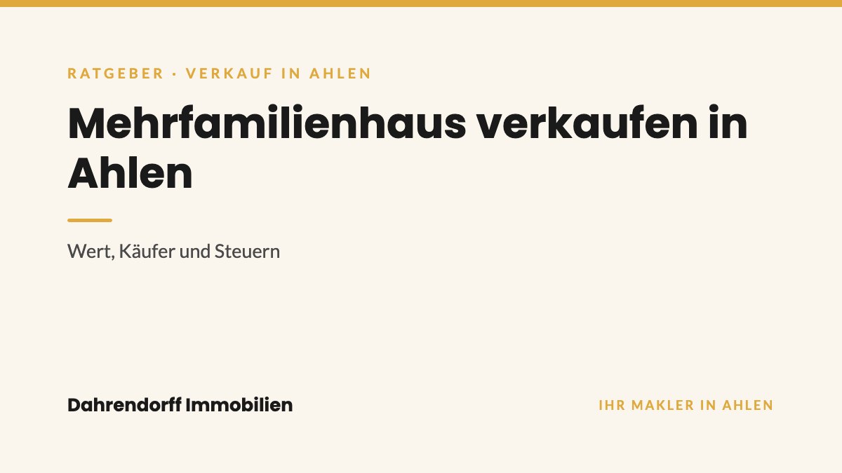 Dahrendorff Immobilien Ratgeber-Cover: Mehrfamilienhaus verkaufen in Ahlen
